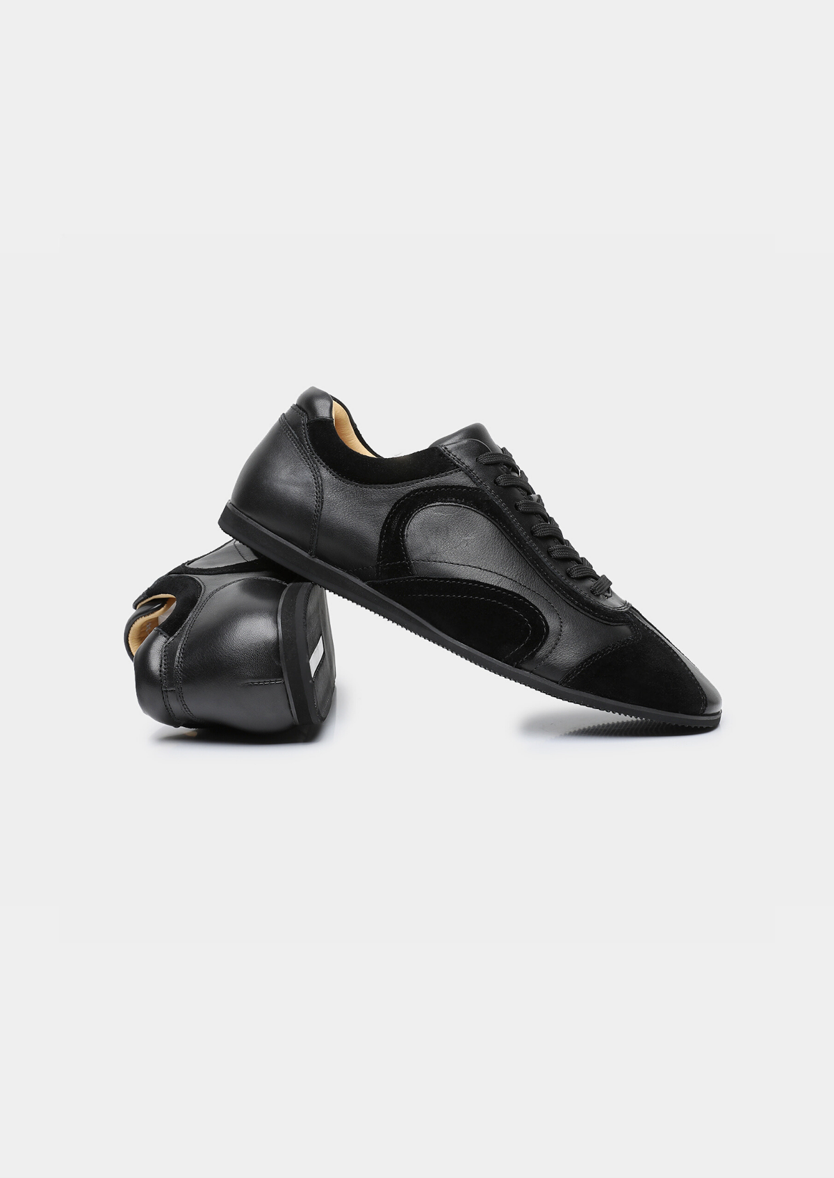 Black Retro Hybrid Suede Leather Runner, view 2