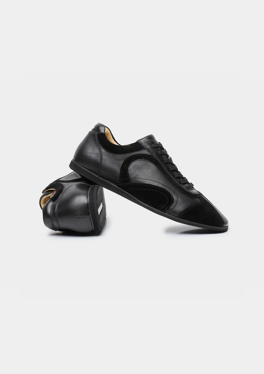 Black Retro Hybrid Suede Leather Runner, view 2