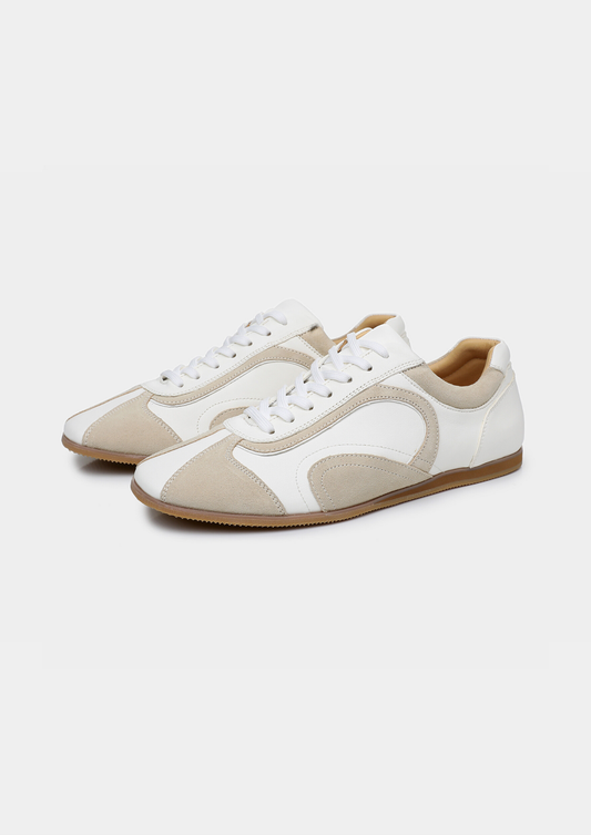 White Retro Hybrid Suede Leather Runner, view 1