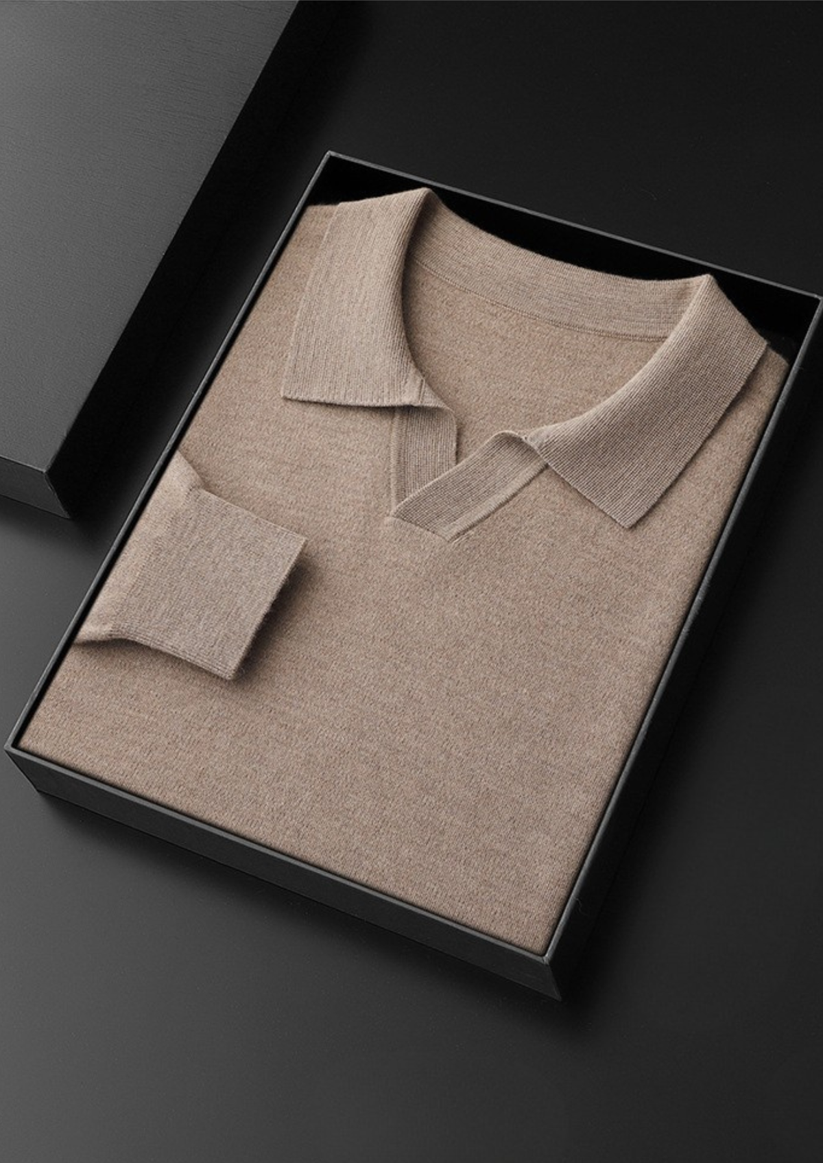 Premium Cashmere Buttonless Sweater Polo, view 8