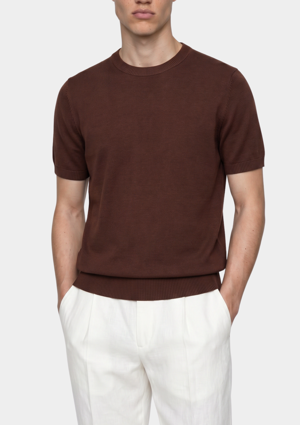 Essential Coffee Knitted Crewneck T-Shirt, view 1