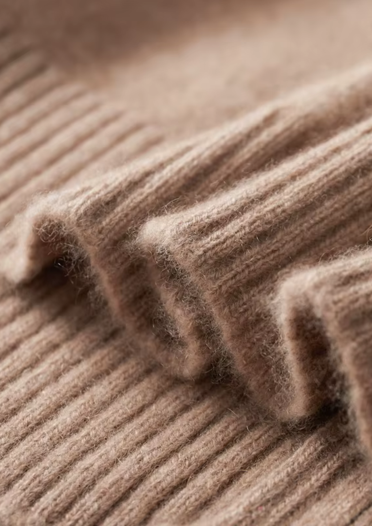 Pure Cashmere Beige Funnel Neck Cardigan, view 8