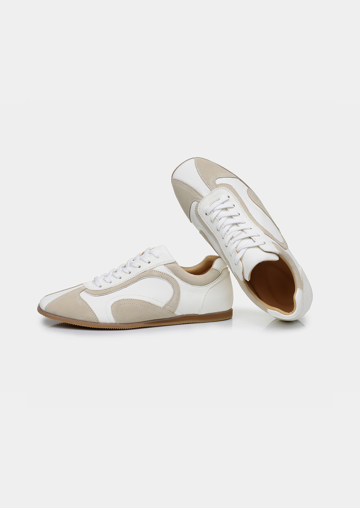 White Retro Hybrid Suede Leather Runner, view 2