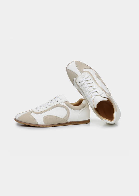 White Retro Hybrid Suede Leather Runner, view 2
