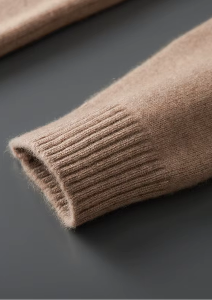 Pure Cashmere Beige Funnel Neck Cardigan, view 7