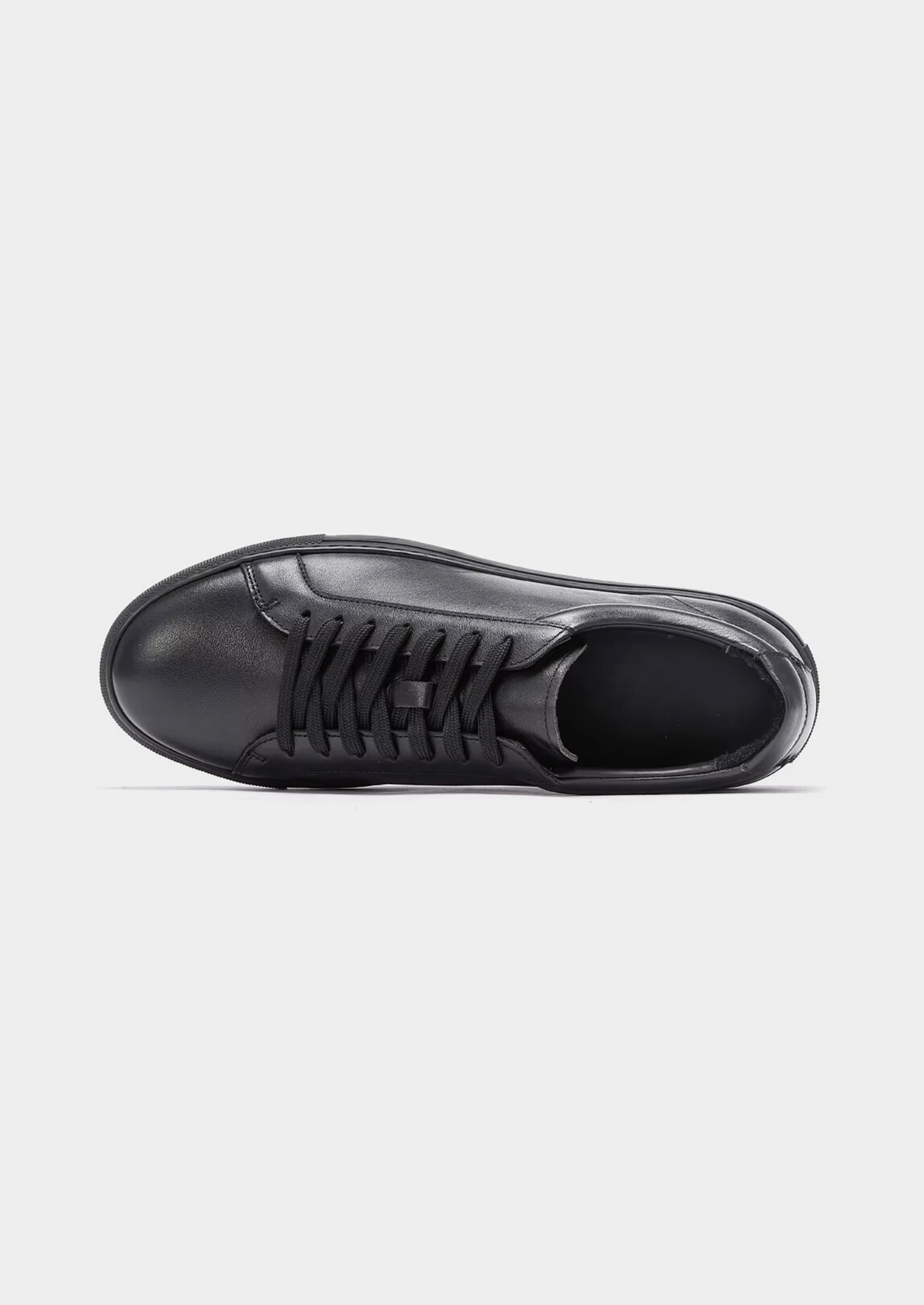Black Essential Leather Sneaker, view 3