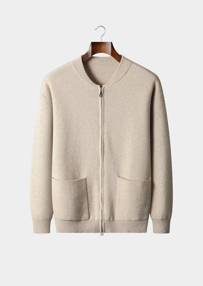 Pure Extra-Fine Merino Wool Essential Zip Cardigan, view 1