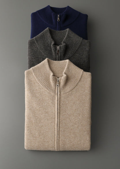 Pure Extra-Fine Merino Wool Essential Dual Zip Cardigan, view 18