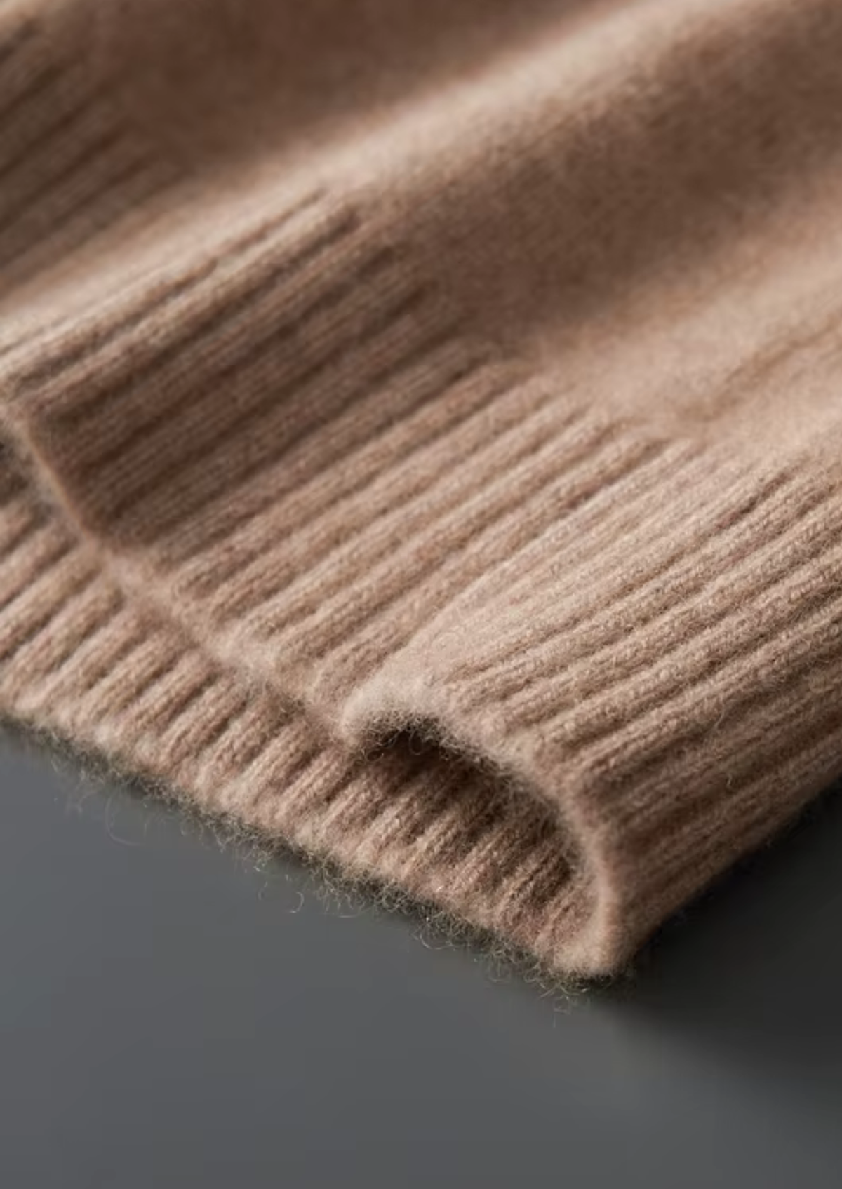 Pure Cashmere Beige Funnel Neck Cardigan, view 6