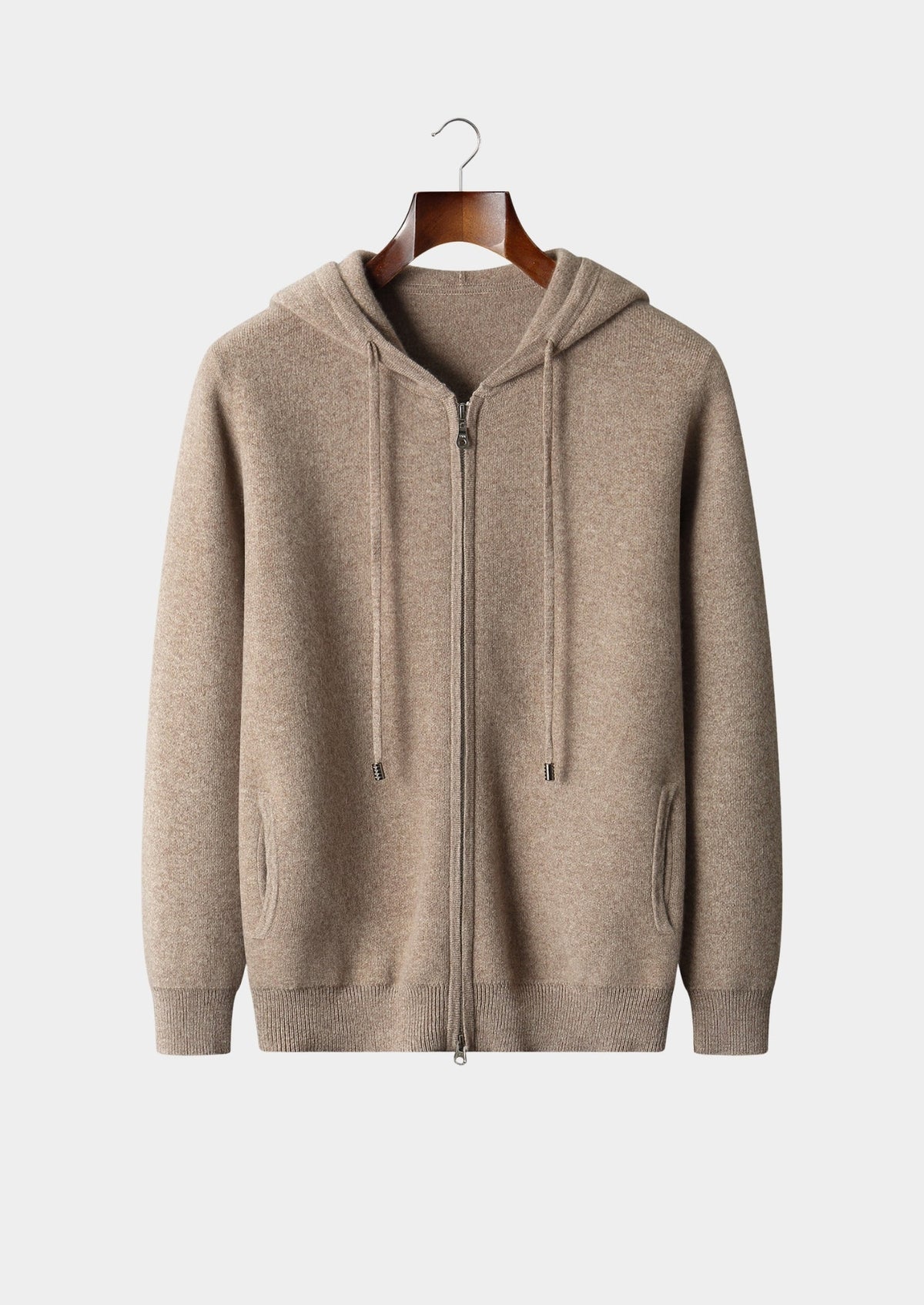 Pure Extra-Fine Merino Wool Zipper Hoodie, view 3