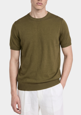 Essential Olive Knitted Crewneck T-Shirt