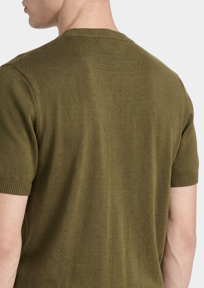 Essential Olive Knitted Crewneck T-Shirt, view 3