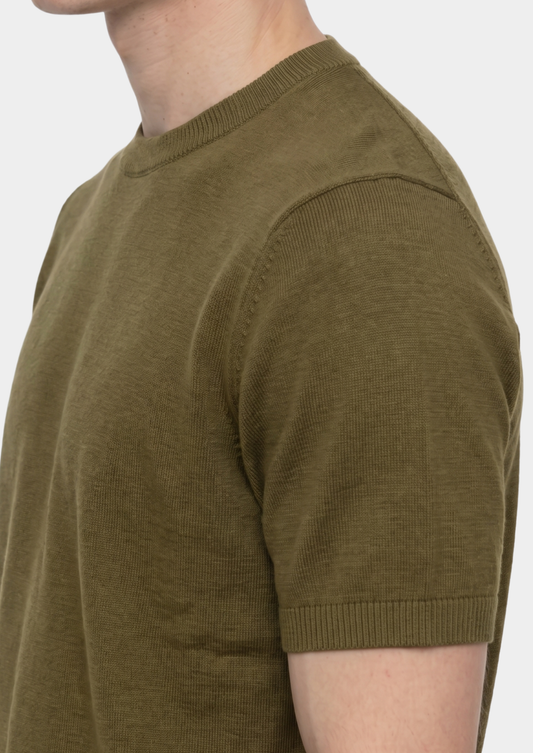 Essential Olive Knitted Crewneck T-Shirt, view 2