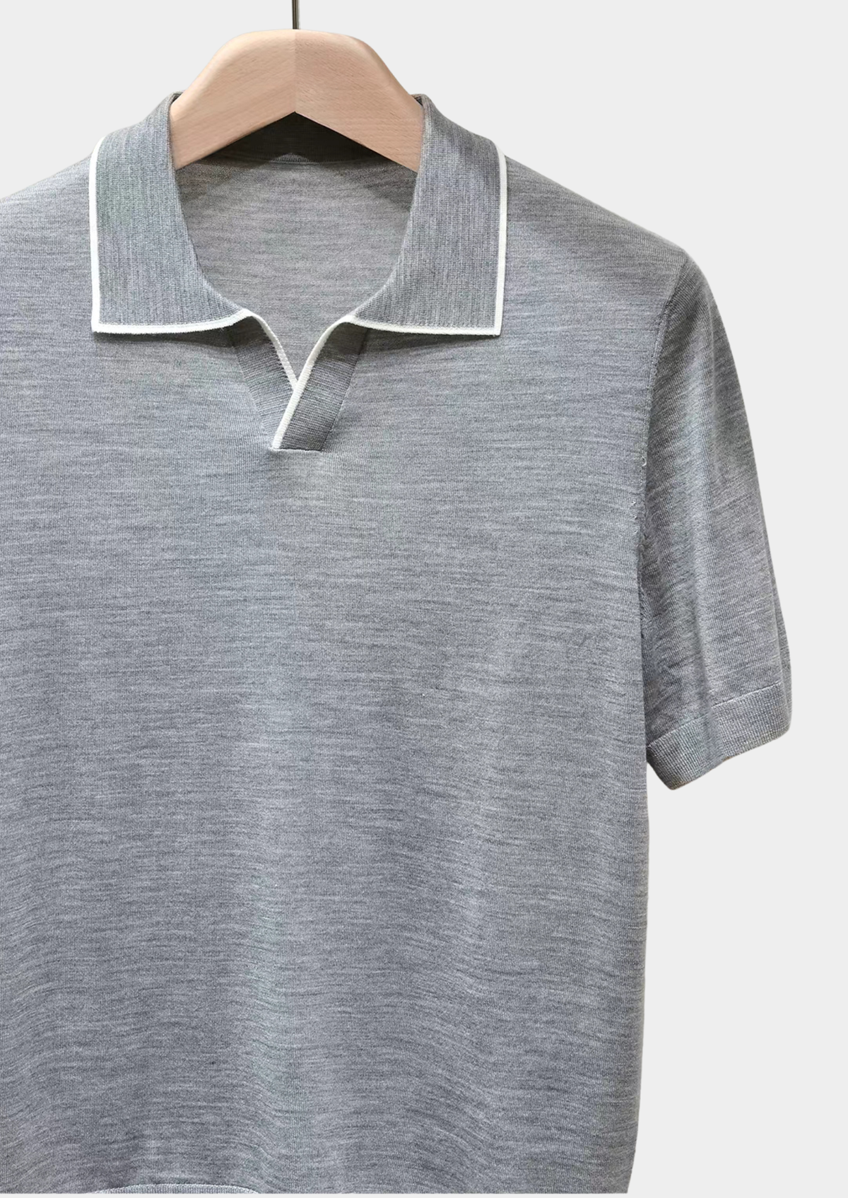 Ellis Light Gray Lightweight Polo Shirt, view 4