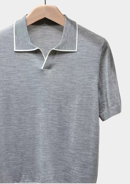 Ellis Light Gray Lightweight Polo Shirt, view 4