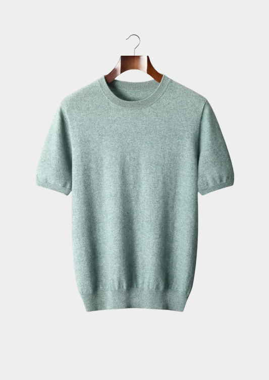 Premium Cashmere Classic Crewneck T-Shirt - Verdant Slate, view 1