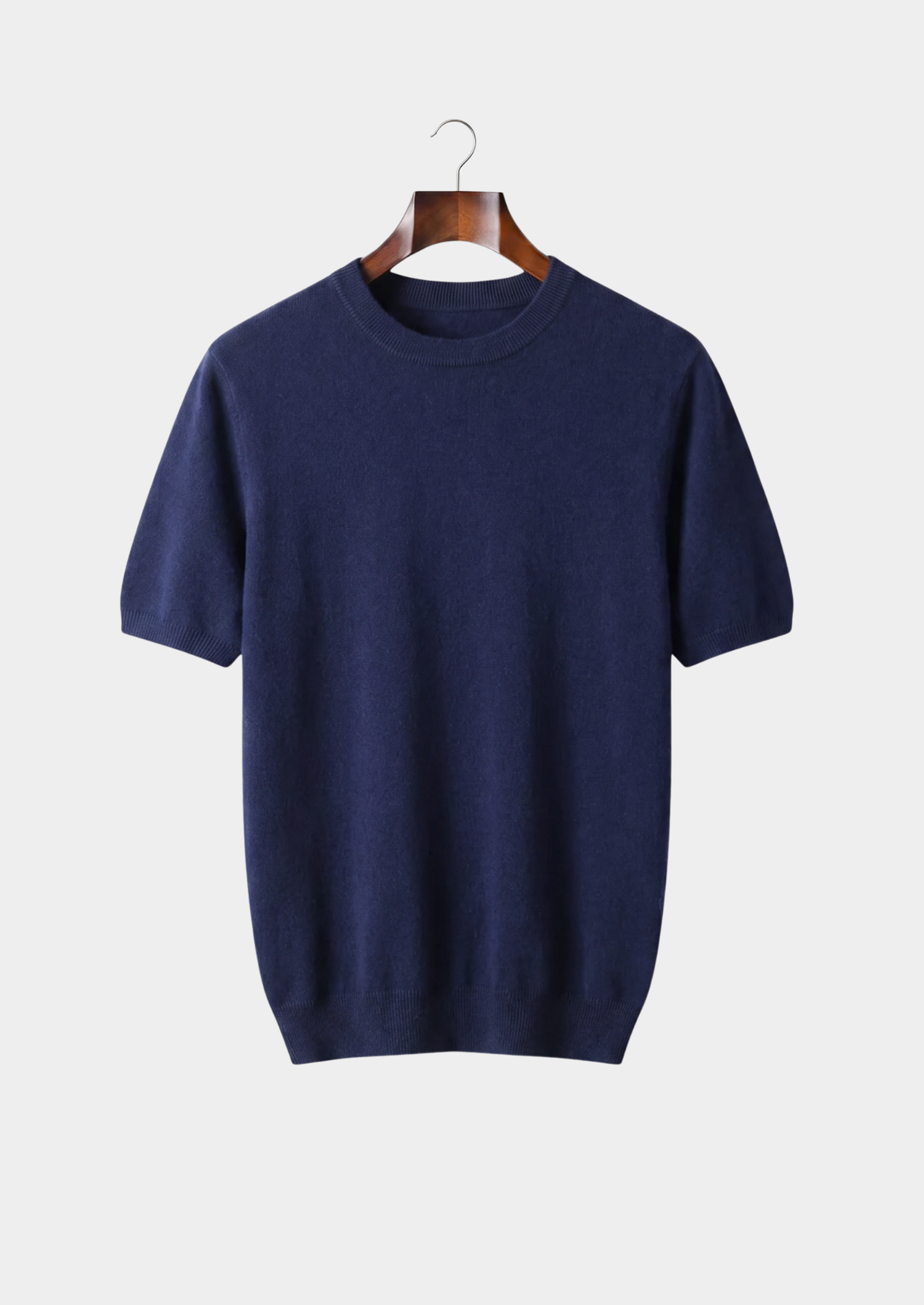 Premium Cashmere Classic Crewneck T-Shirt - Navy Blue, view 1