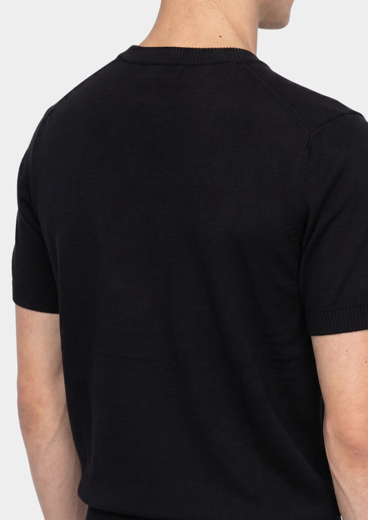 Essential Black Knitted Crewneck T-Shirt, view 2