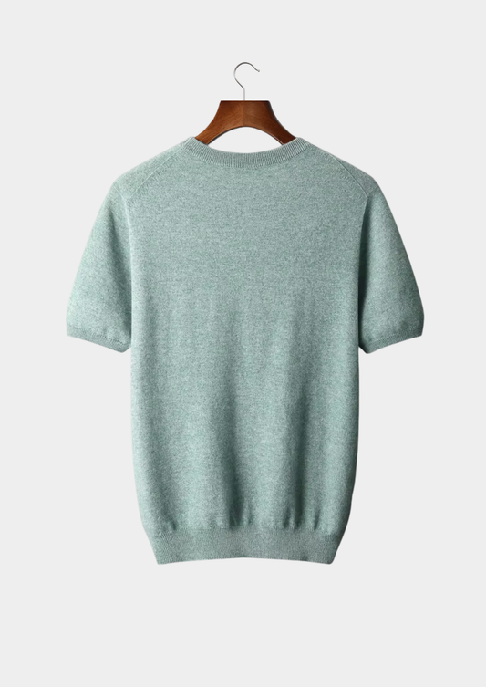 Premium Cashmere Classic Crewneck T-Shirt - Verdant Slate, view 2