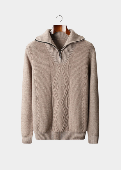 Pure Extra-Fine Merino Wool Half Zip Sweater, view 1