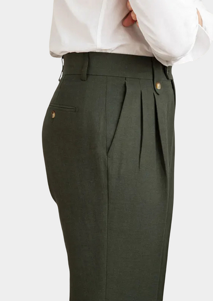 Nora Pleated Coastal Trousers - Olive, view 2