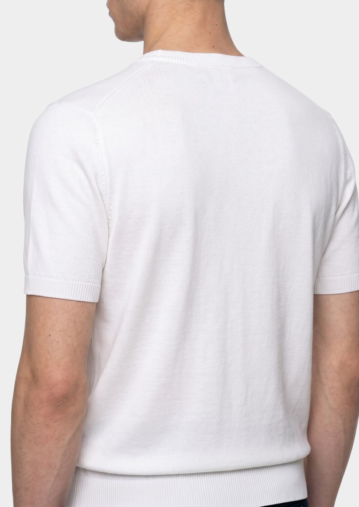 Essential White Knitted Crewneck T-Shirt, view 6