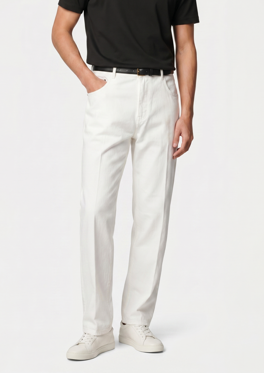 Essential White Straight Leg Denim Trousers, view 1