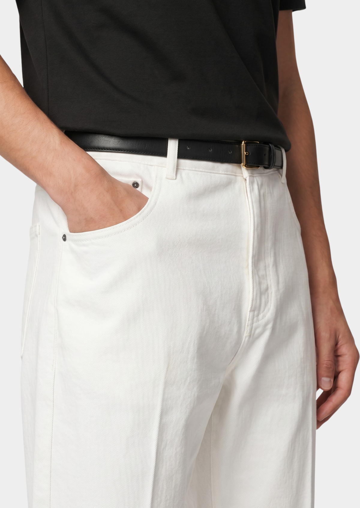 Essential White Straight Leg Denim Trousers, view 2