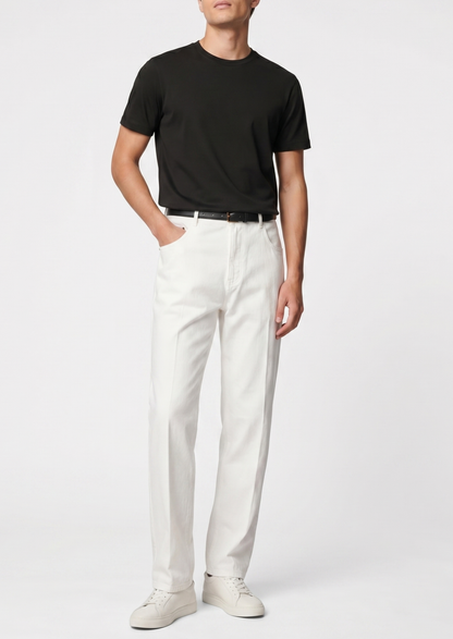 Essential White Straight Leg Denim Trousers, view 3