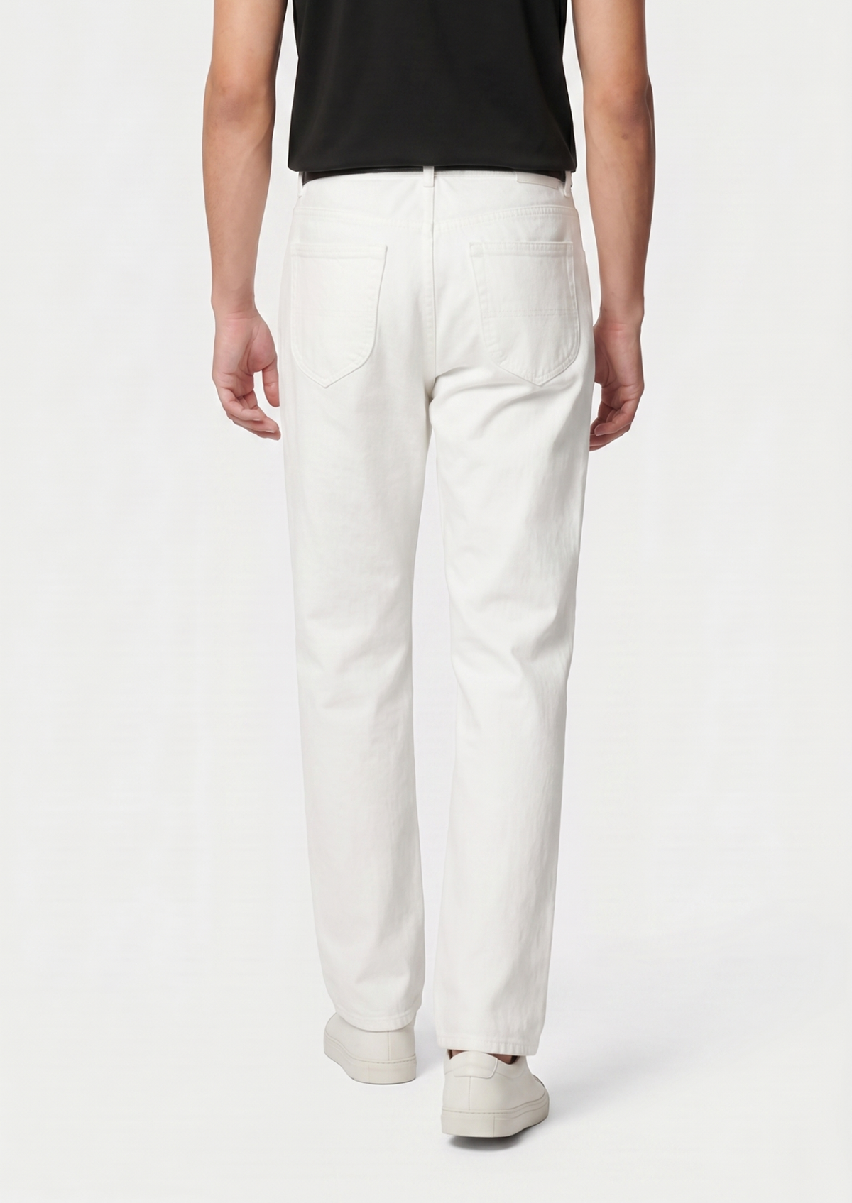 Essential White Straight Leg Denim Trousers, view 4