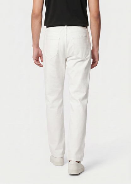 Essential White Straight Leg Denim Trousers, view 4