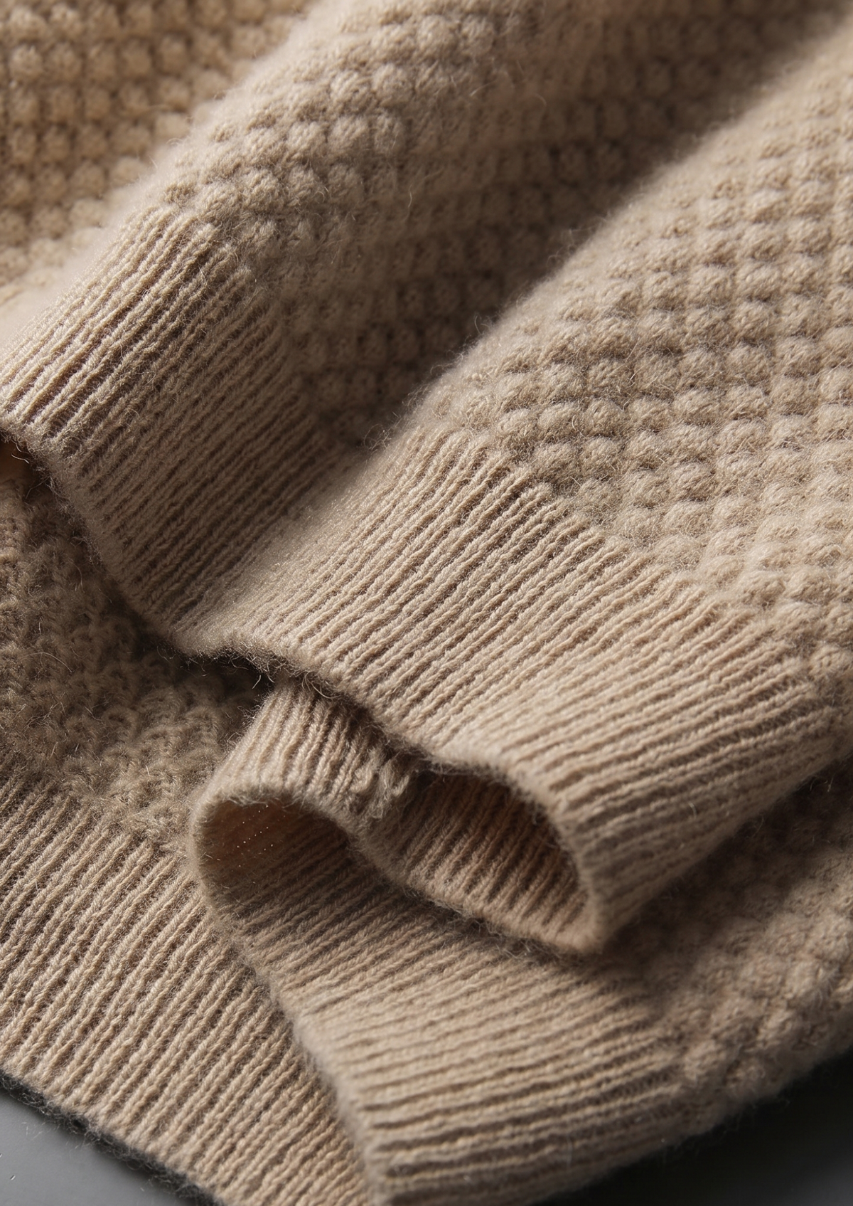 Premium Cashmere Beige Two-Tone Polo, view 4
