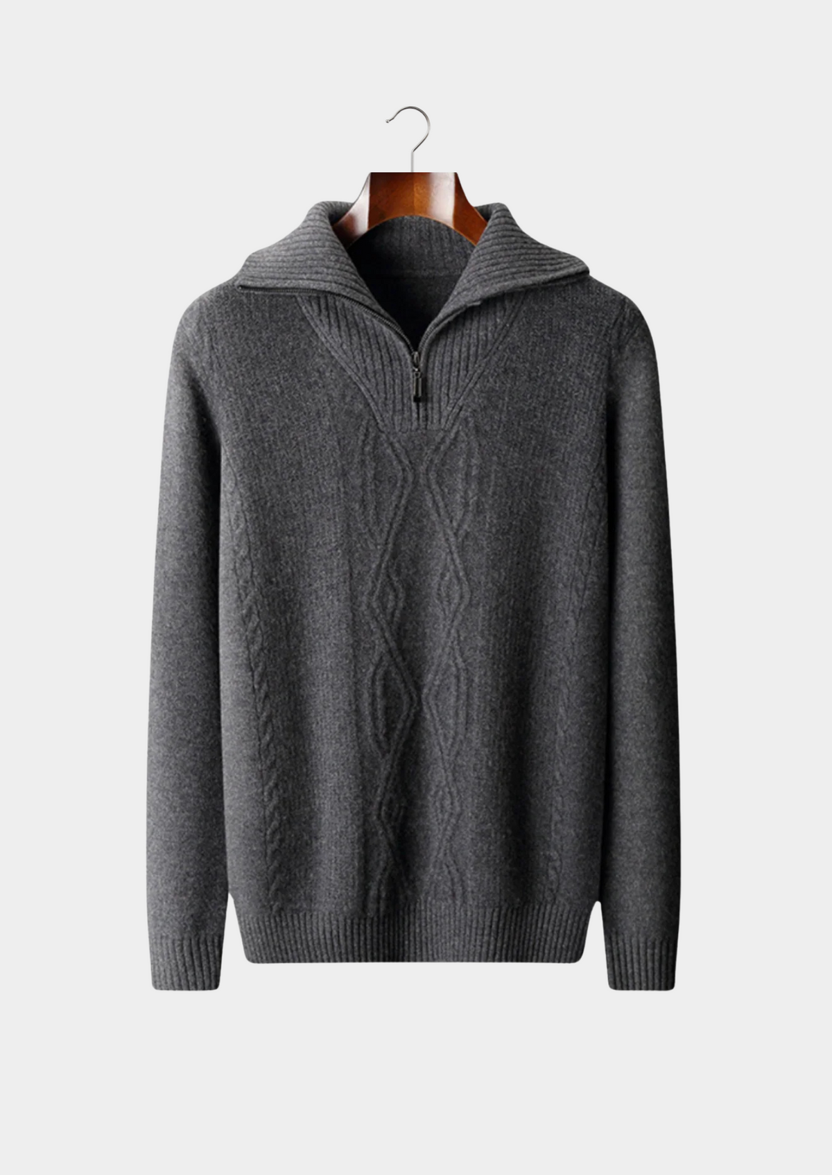 Pure Extra-Fine Merino Wool Half Zip Sweater, view 3