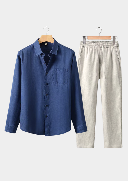 Aurelia Longsleeve Summer Set - Navy Blue/beige, view 1