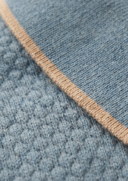 Premium Cashmere Sea Blue Two-Tone Polo, view 5