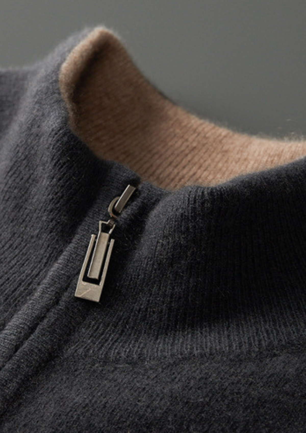 Pure Cashmere Dark Gray Dual Zip Cardigan, view 4