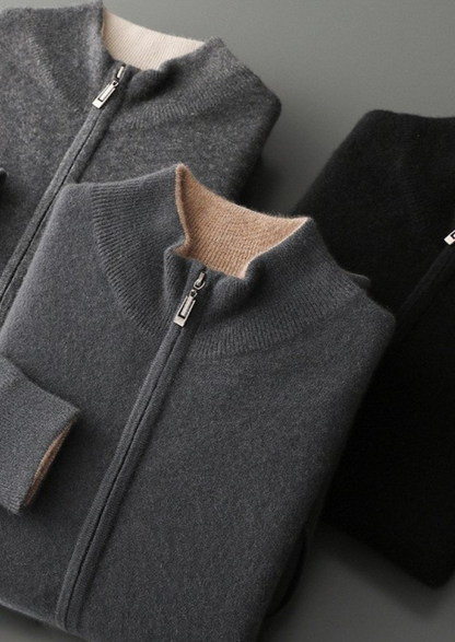 Pure Cashmere Heather Gray Dual Zip Cardigan, view 2