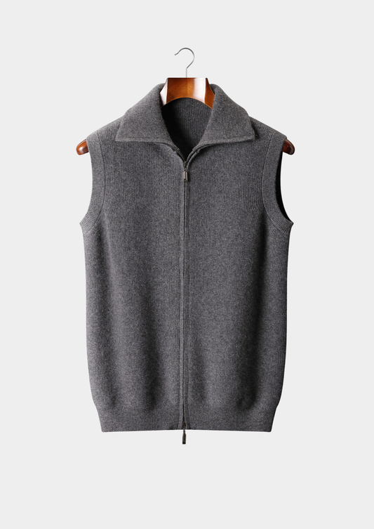 Pure Cashmere Dark Gray Body Warmer Vest, view 1