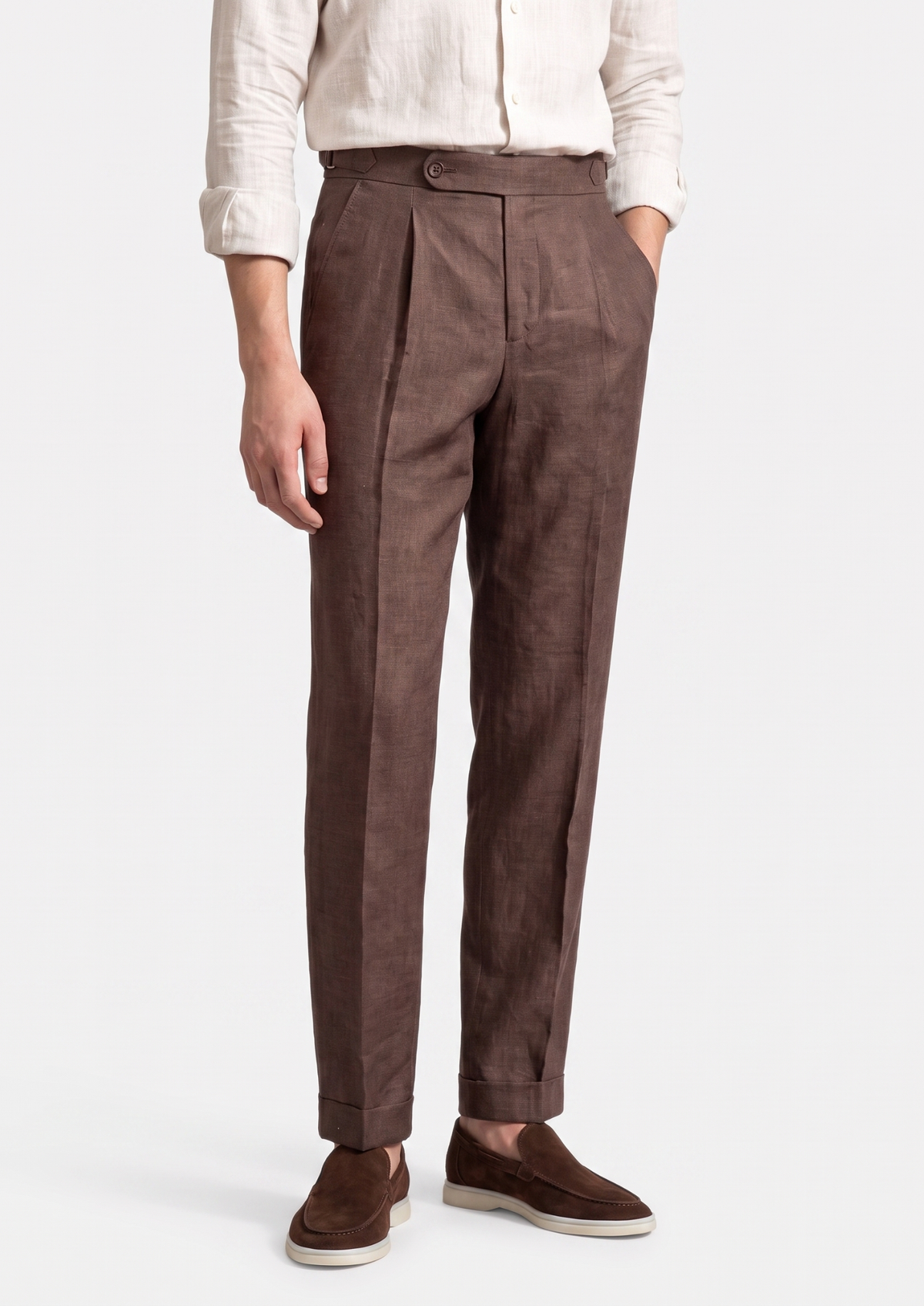 Velia Pleated Coastal Trousers - Dark Brown, view 1
