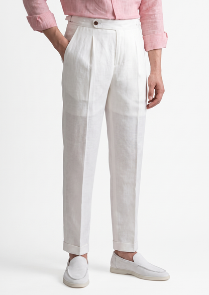 Velia Pleated Coastal Trousers - White, view 1
