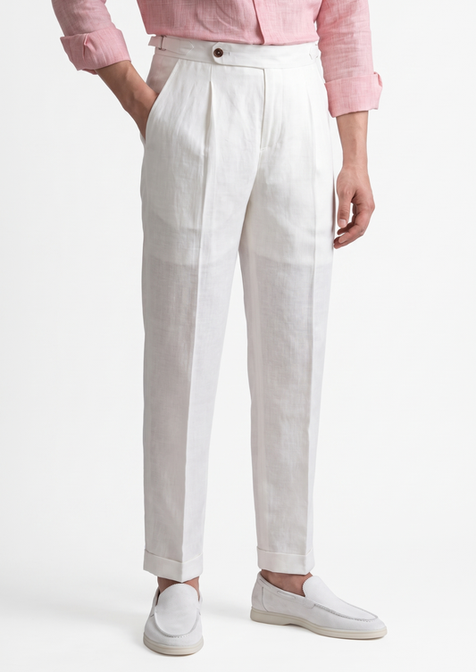 Velia Pleated Coastal Trousers - White, view 1