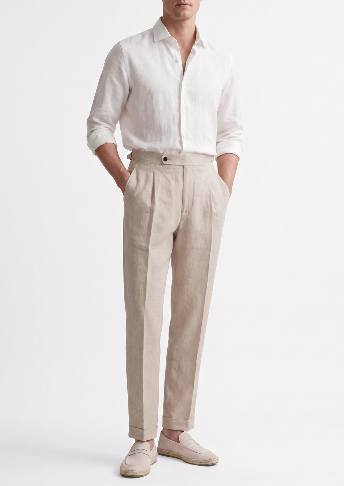 Velia Pleated Coastal Trousers - Ivory, view 3