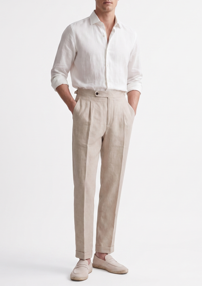 Velia Pleated Coastal Trousers - Ivory, view 3