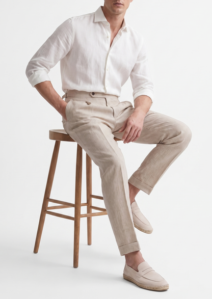 Velia Pleated Coastal Trousers - Ivory, view 5