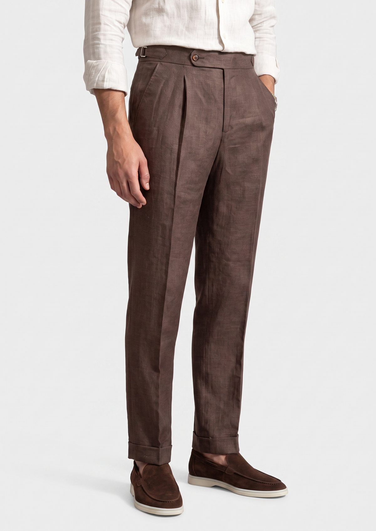 Velia Pleated Coastal Trousers - Dark Brown, view 3
