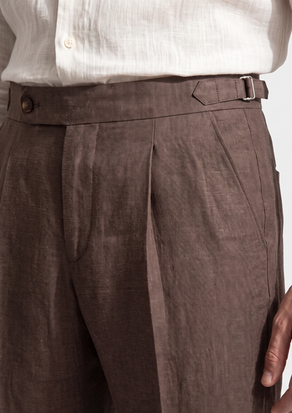 Velia Pleated Coastal Trousers - Dark Brown, view 4