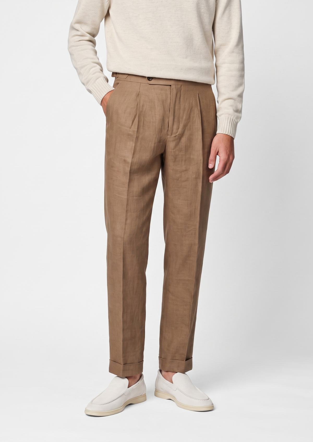 Velia Pleated Coastal Trousers - Caramel, view 1