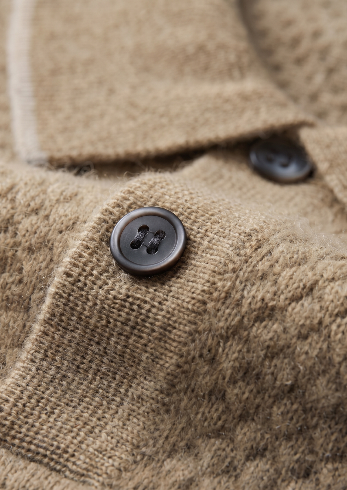 Premium Cashmere Beige Two-Tone Polo, view 3