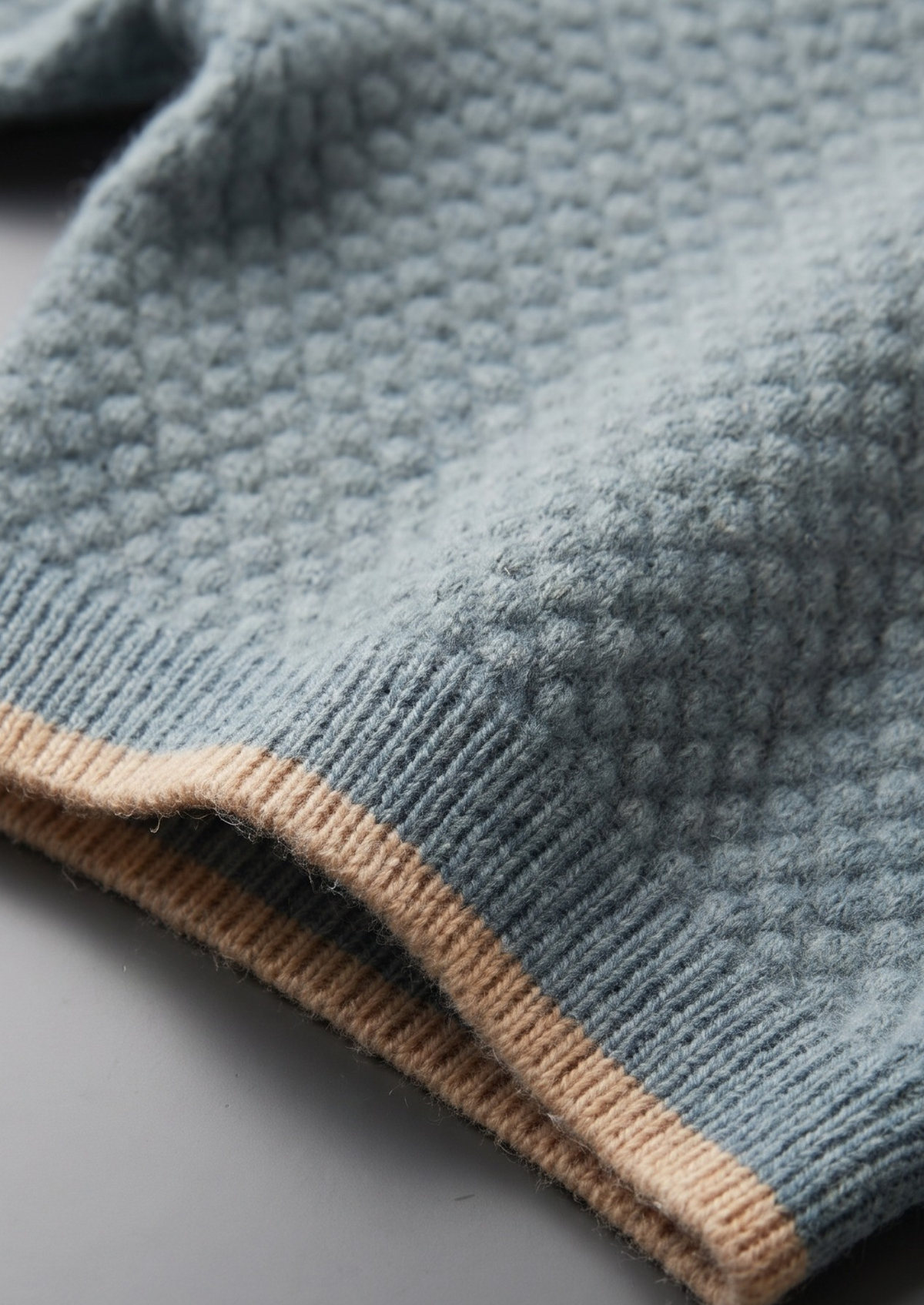 Premium Cashmere Sea Blue Two-Tone Polo, view 4