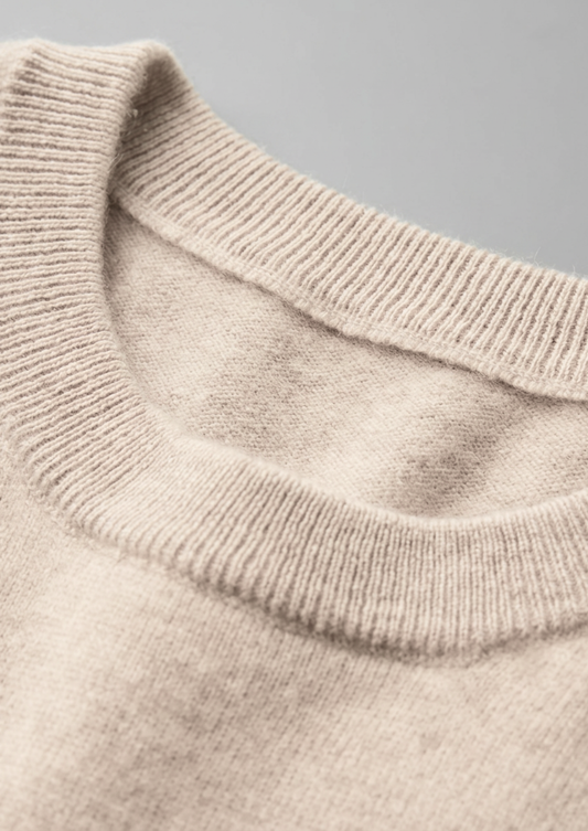 Premium Cashmere Classic Crewneck T-Shirt - Ivory Mocha, view 2